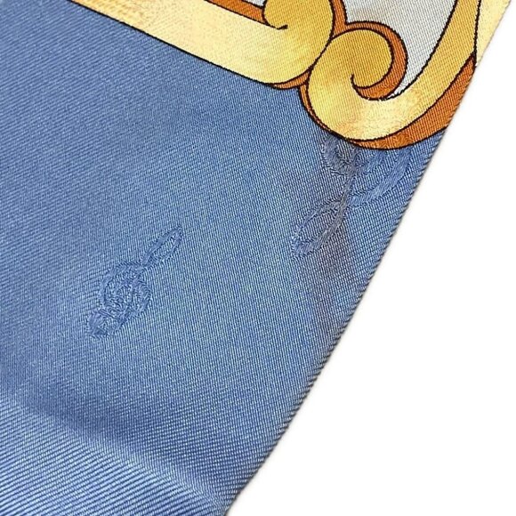 Auth HERMES - Blue Gray Beige Multi Silk Scarf - Picture 6 of 8